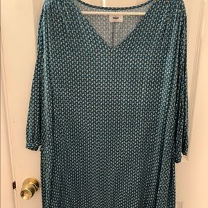 Flower Print V-Neck Long Sleeve Dress